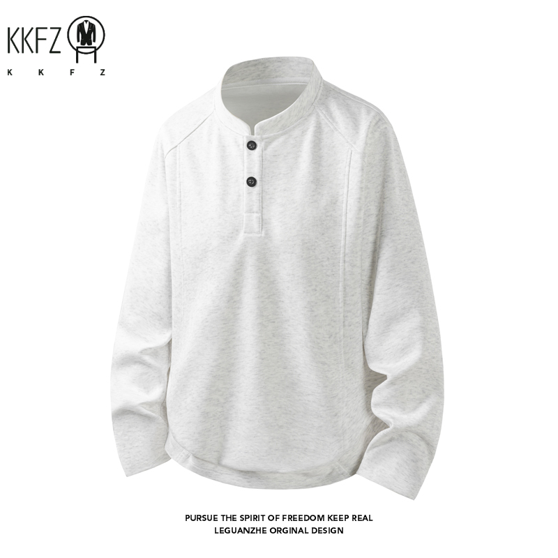 Embellish Knit - Male Raglan Sleeve Henley Pullover Stand
