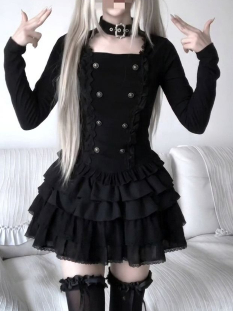 Gothic Harajuku Lolita 2-piece - đánh giá và giá Elastic Lace Trim